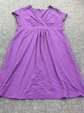 Boden Women's Purple Short-Sleeve V-Neck High-Waisted Dress